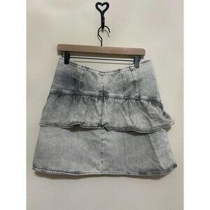 All Saints Women's Size 8 Denim Skirt Y2K Mini Skater Acid Washed Preppy
